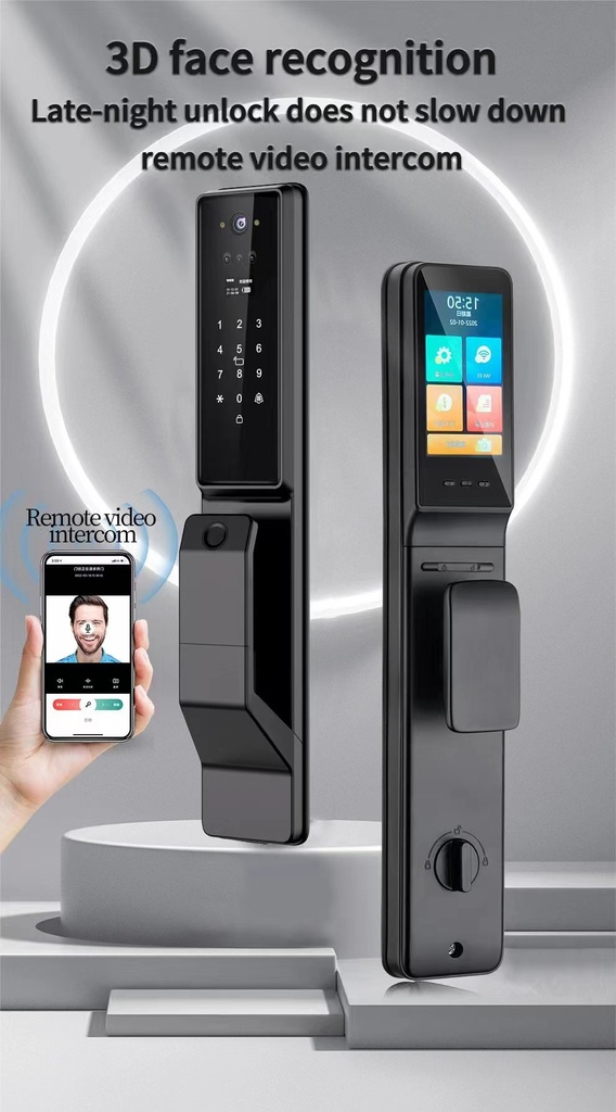 3D Face + Video Doorbell Smart Automatic Lock (Grey)